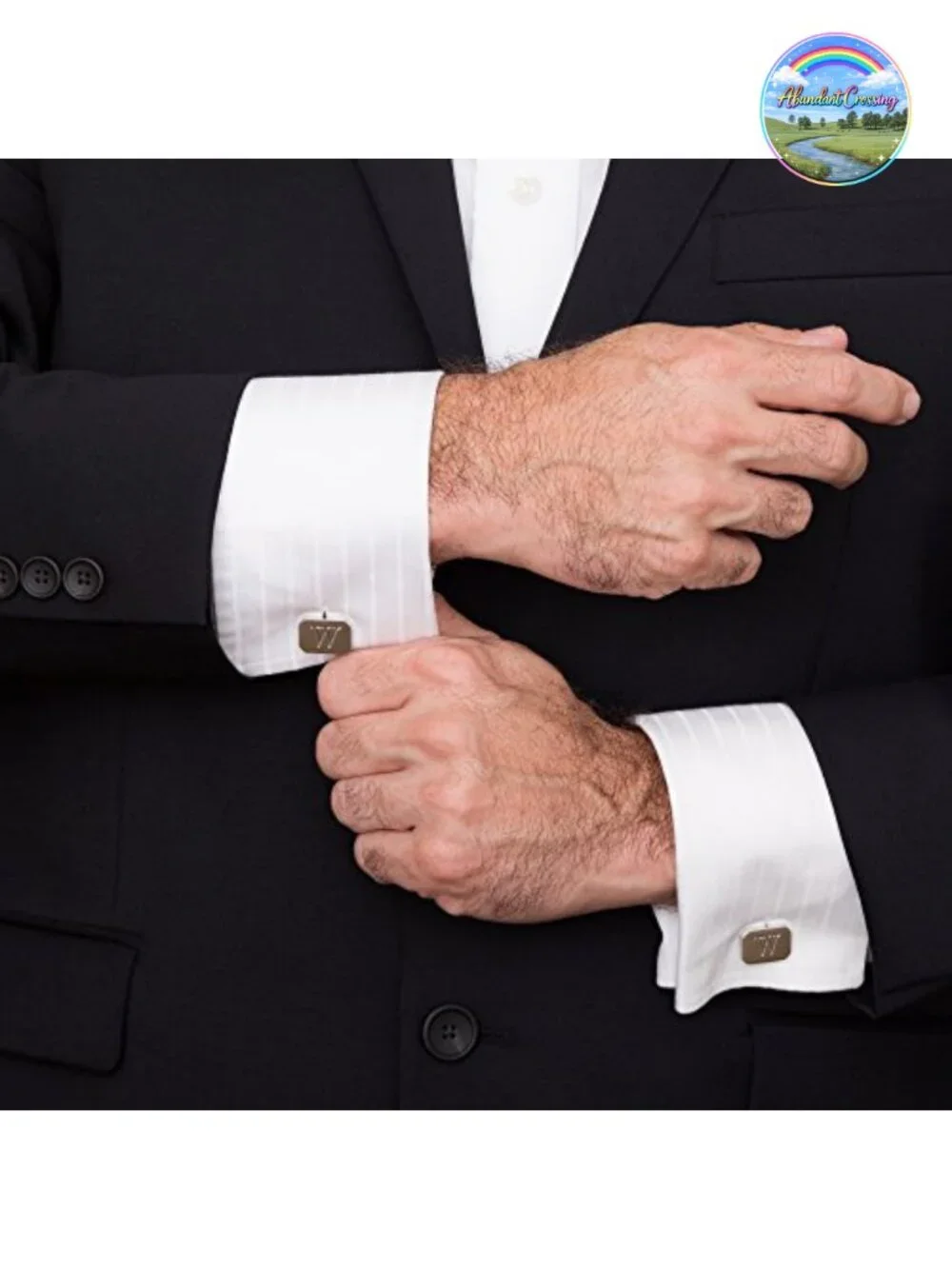 18K White-Gold Plated Stainless Steel Personalized Initial Cufflinks Gift Box